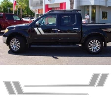 2Pcs QP-Silver Gray Side Door Fender Hockey Stripe Sticker For Nissan Frontier