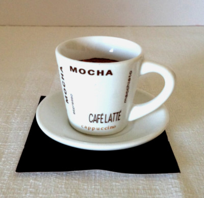 Mini Coffee Cup & Saucer Candle Holder Mocha Macchiato  Cafe Latte Scented  2''T