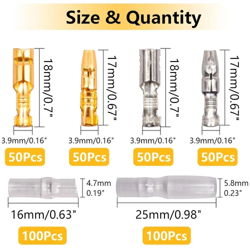 400Pcs Rundstecker + Rundsteckhülsen Set 3,9mm Steckverbinder für Auto Motorrad - Bild 10 von 13