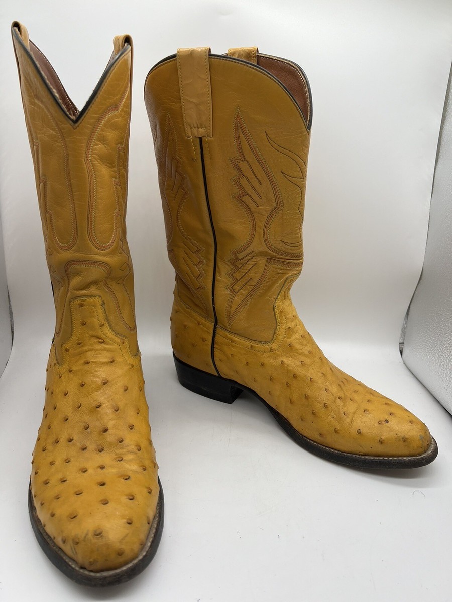 Full Quill Ostrich Cowboy Boots Men 8B Cat Paw Heel No Name Full Quill Ostrich Cowboy Boots Men 8B Cat Paw Heel No Name