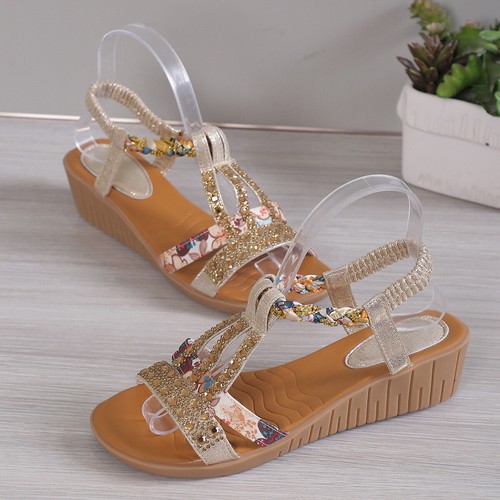 Sandali moda estate donna 2024 strass tempo libero scarpe basse bohemien - Foto 30 di 54