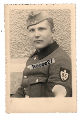 Portrait Arbeitsmann RAD Abt. 85/4 Ärmelspaten Schiffchen AK 2.WK orig. 6226