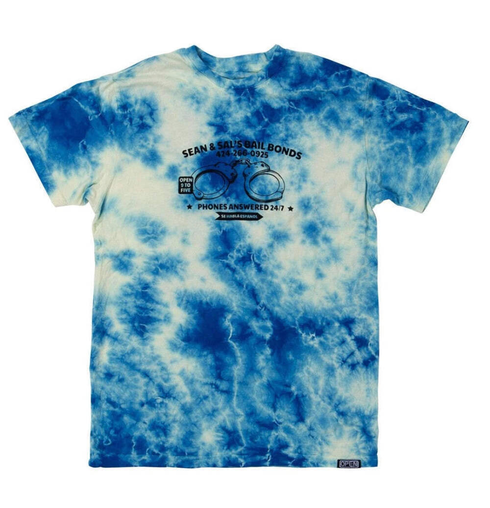 Открытая мужская футболка 925 пробы Sean - Sals Bail Bonds Blue Crystal Wash Унисекс