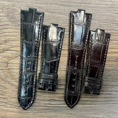 25x8mm Replacement Black Brown leather Strap Fits Vacheron Constantin Overseas
