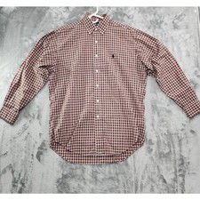 Vintage Ralph Lauren Shirt Mens S Red Green Plaid Blake Cotton Long Sleeves
