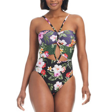 Bar Iii Women's Floral-Banded Keyhole One-Piece Swimsuit Size S 22201