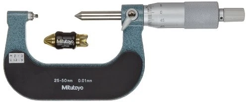 Mitutoyo 125-109 Screw Thread Micrometer  Ratchet Stop  25-50mm Range  0.01mm