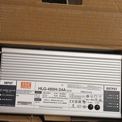 MEAN WELL HLG-480H-24A 480W 24V Industrial Power Supply IP65 100-240V 277V Input