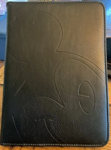 Vintage Disney Mickey Mouse Black Leather Binder Planner Embossed Notebook