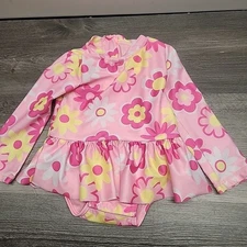 Size 12 Month Bright Pink Swimsuit Rashguard By Sol Bome