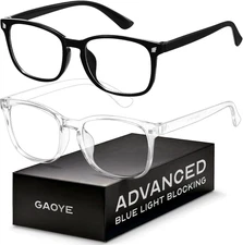 Blue Light Blocking Glasses - Fashion Square Eyeglasses, anti UV Ray Computer Ga