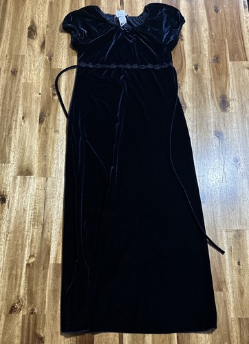 Vintage Girls Size 12 Just Kidding By La Belle Velvet Dark Blue Dress Long USA