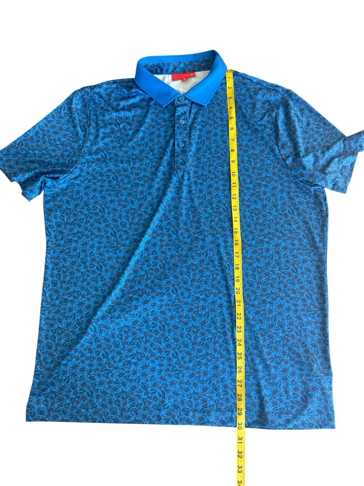 Redvanly Golf Polo Shirt Floral Performance Blue Short Sleeve Casual Mens XL