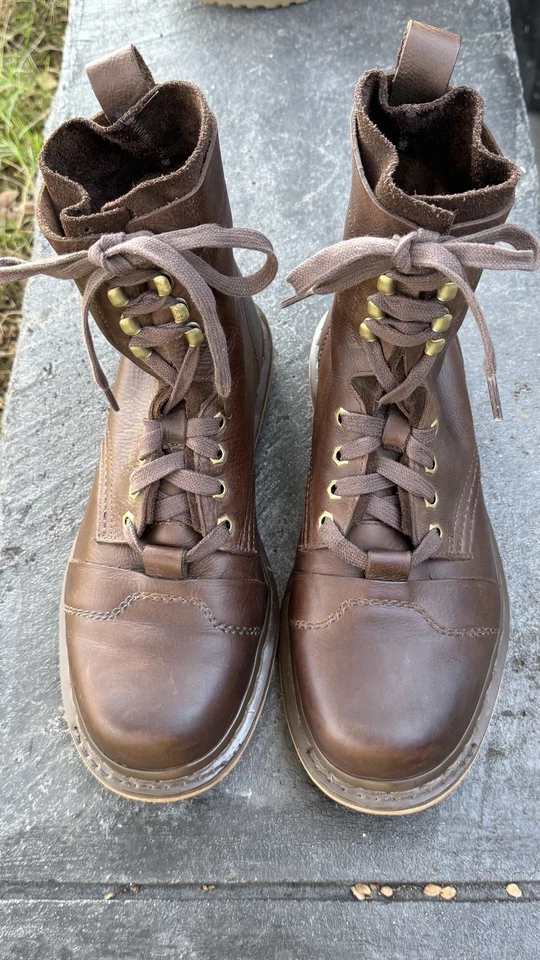 Dr. Martens Pier Botas de Cuero Marrón Para Hombre US 10 Combate Trabajo Diseñador Foto 2 de 4