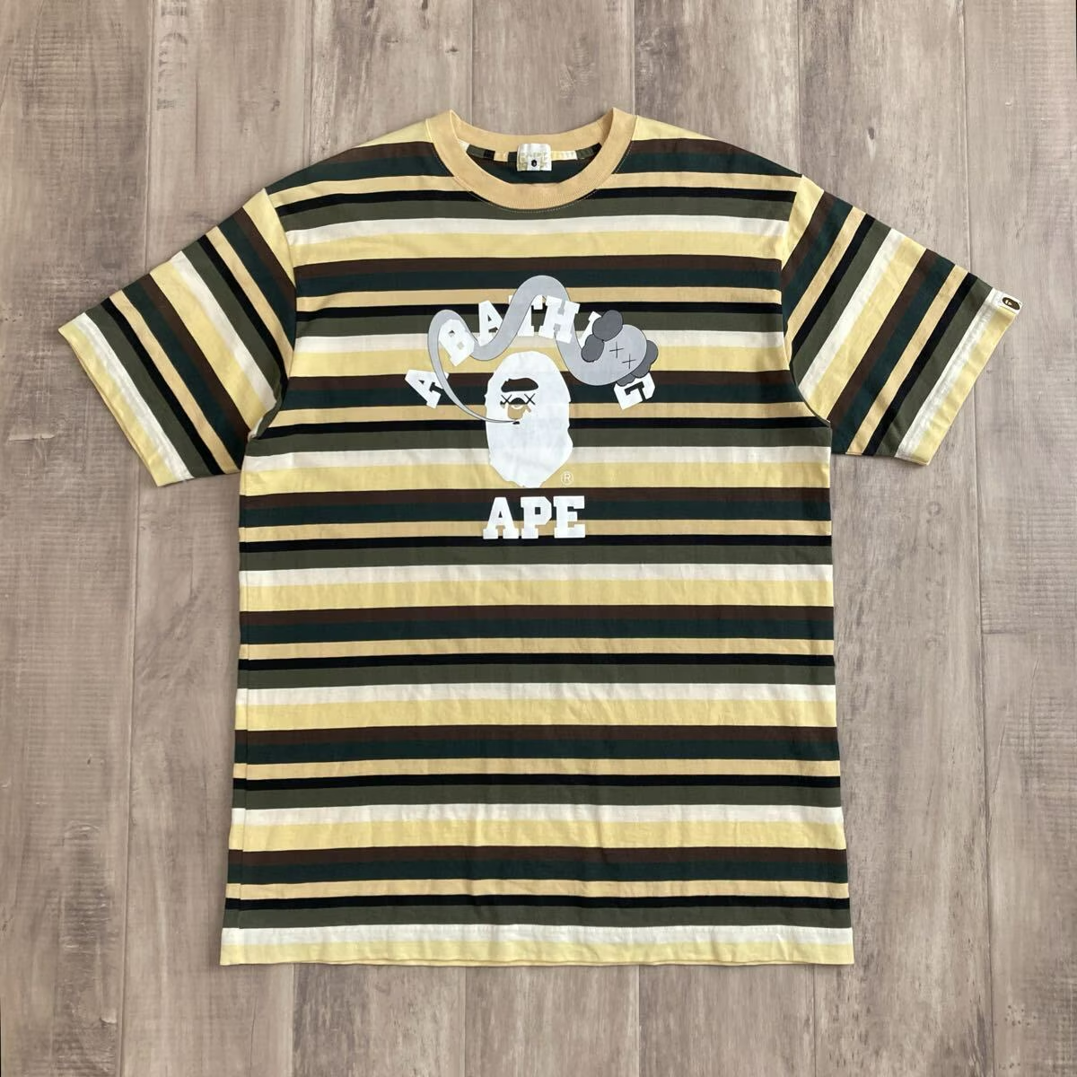 BAPE × KAWS Bendy College Logo T-Shirt a bathing ape NIGO Size L
