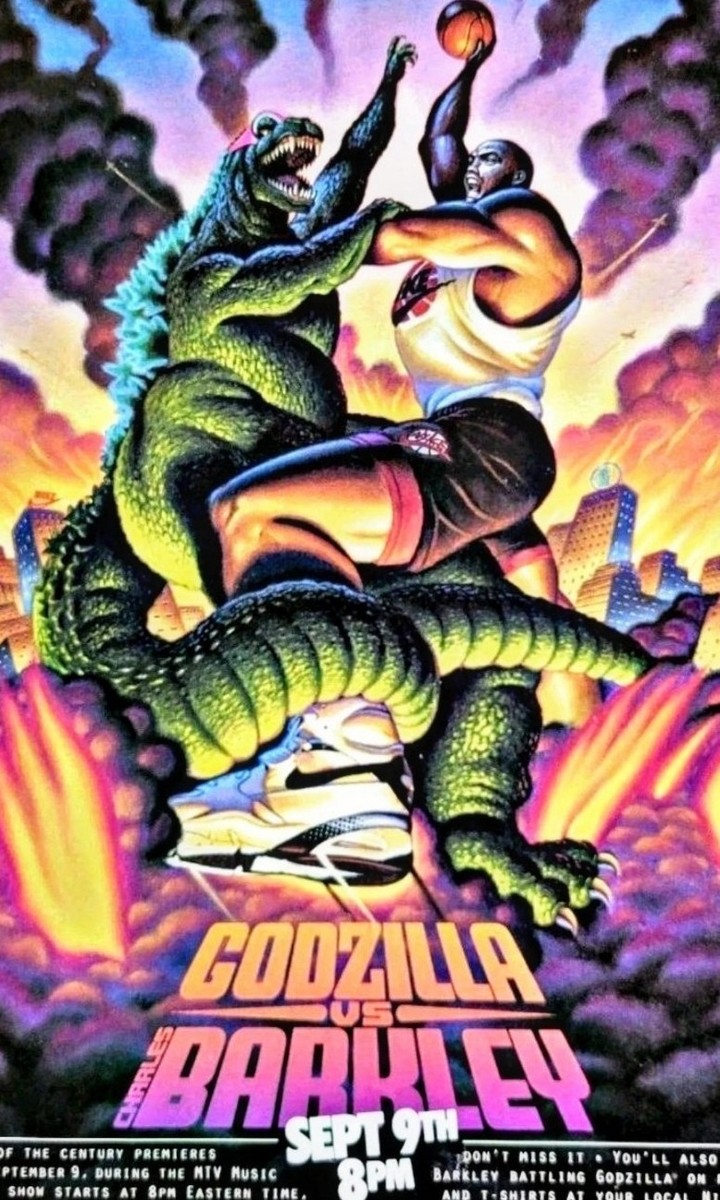 CHARLES BARKLEY💥VS GODZILLA💥 OLD SCHOOL 8.5x11 ULTRA GLOSSY