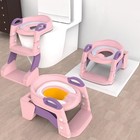 3-in-1 Toddler Potty Training Toilet with Ladder & PU Cushion, Easy Assembly, Po