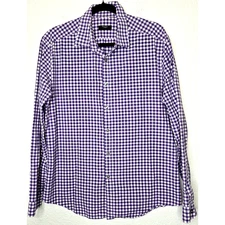 Paul Smith Mens The Poyard Shirt Med Purple White Gingham Check Button Up Casual
