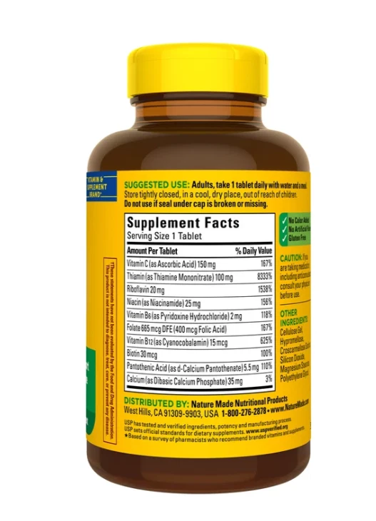 Nature Made Super B-Complex with Vitamin C & Folic Acid 460 Tablets - Image 3 of 3