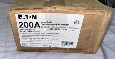 Eaton UBHRS202BCH MtrSkt,200A,Ringles -NEW (READ)