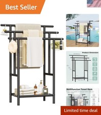 Free Standing Towel Racks for Bathroom, 3-Layer Towel Drying Rack with Storag...