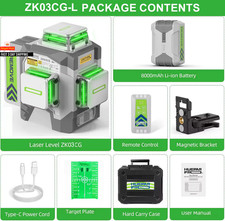 Huepar 12 Lines 3D Cross Line Laser Level High Accuracy ±2Mm/10M Self-Leveling G