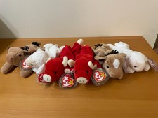 New TY Beanie Baby Double Trouble Farm Animals Bull Lamb Buffalo Horse Lot of 6