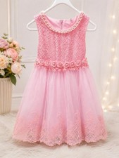 Girls Pink Lace Party Dress Size 4-5 Cute Princess Dress