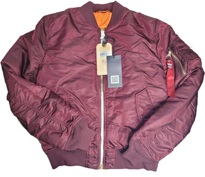 Alpha Industries Men's MA-1 Bomber Jacket, Slim-Fit, Maroon - Sz M or L - NWT