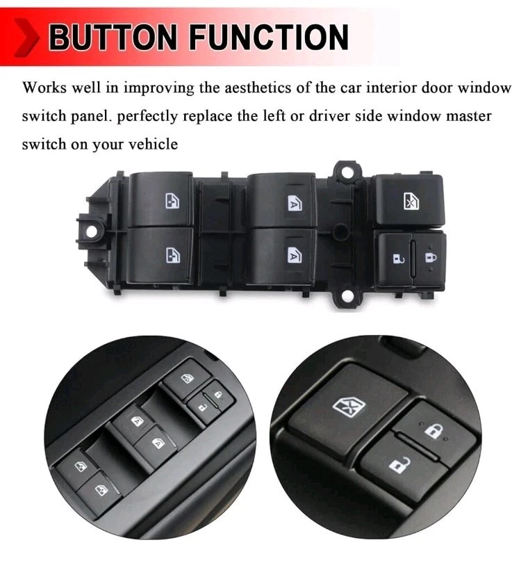 Interruptor de elevação de controle de janela para Tacoma 16-19 Toyota Hilux VIII Toyota Fortuner - Imagem 2 de 4