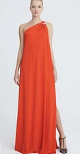 Elyce Jersey One Shoulder Gown from Halston in Vermillion Size 2