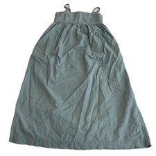 Uniqlo Dress Womens XS Blue Green Linen Blend Camisole Smocked Back Midi