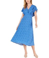maison Jules Womens Flutter Sleeve Maxi Dress, Blue, 4