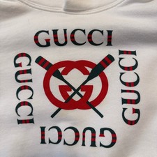 GUCCI Hoodie Kids Size 5 Interlocking G Oars Logo White Cotton