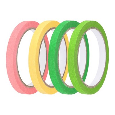 4pcs 3/8'' x 22 Yard Colored Masking Tape, Green Pink Yellow