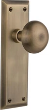 Nostalgic Warehouse New York Door Knob Plate SINGLE DUMMY Surface Antique Brass