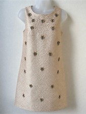 Eliza J Champagne Metallic Jeweled Embellished Shift Dress Size 6