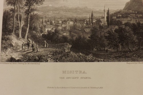 PRINT 1800 B/W MISITRA THE ANCIENT SPARTA GREECE 20cms by 13cms P2408 - Picture 2 of 3