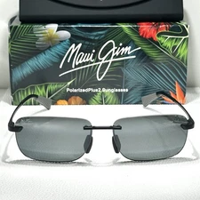 Maui Jim Lanakila Black Grey Titanium Rectangular Sunglasses Japan 624-02