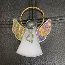 Handmade Stained Glass Angel with Heart Sun Catcher/ Tree Decoration