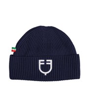 EQUESTRO x FISE Berretto DA SCUDERIA BLU in maglia a coastine EQUITAZIONE