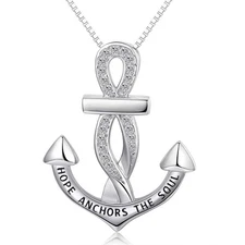 Graduation Anchor Necklace 925 Sterling Silver Nautical Ship Pendant Jewelry ...