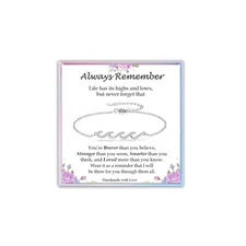 Inspirational Gifts for Women, Silver Wave Bracelet Cheer Up Get Well Encouragem