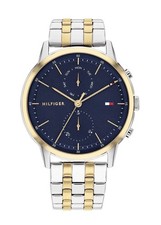 TOMMY HILFIGER Men’s Watch Blue Dial 2tone Gold Silver Multifunction 1710432 New