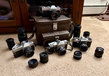 Lot of M42 Mount Cameras and Lenses in Varying Conditions