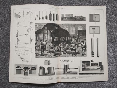 Beispiele für Glasherstellungstechniken - antiker Druck - 1875