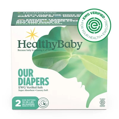 Сертифицированные подгузники HealthyBaby из безопасного органического хлопка повышенной плотности 66-каратного размера 2 EWG 4990₽