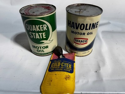 Vintage Texaco Havoline & Quaker State Oil Empty Can Made In USA Clean Cond.!