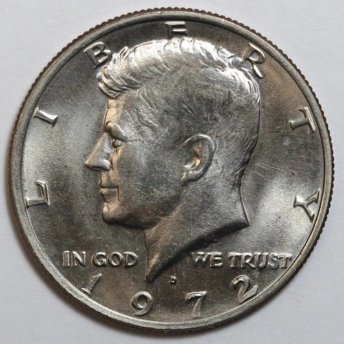 1972-D 50c Kennedy Half Dollar Uncirculated - RAW - Great Luster