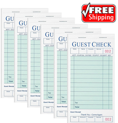 6 Pack Server Books Note Pads Guest Check Books for Restaurants 300 Orders